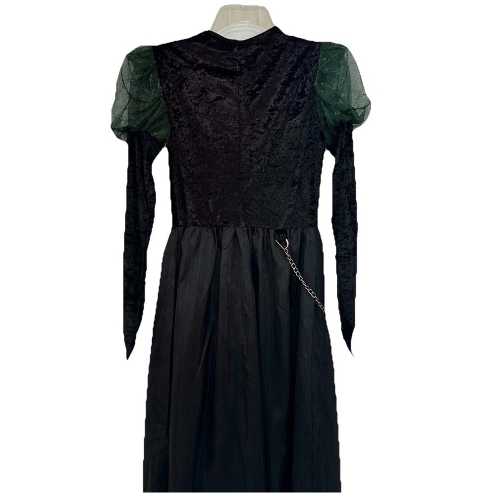 The Wizard Of Oz Long Black & Green Velvet Dress Halloween Costume Size Small - Picture 3 of 9